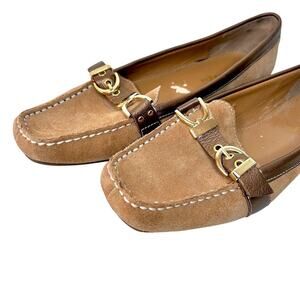 8 Etienne Aigner Preppy Brown Tan Suede Leather Moc Loafers Flats Academia